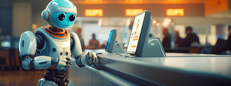 A robot assisting at an airport check-in