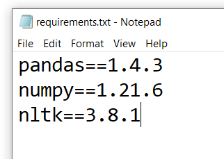 Requirements file for pip installation