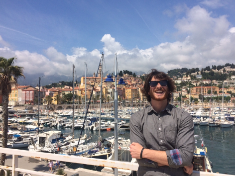 Relaxing at the port of Menton, my former residence.