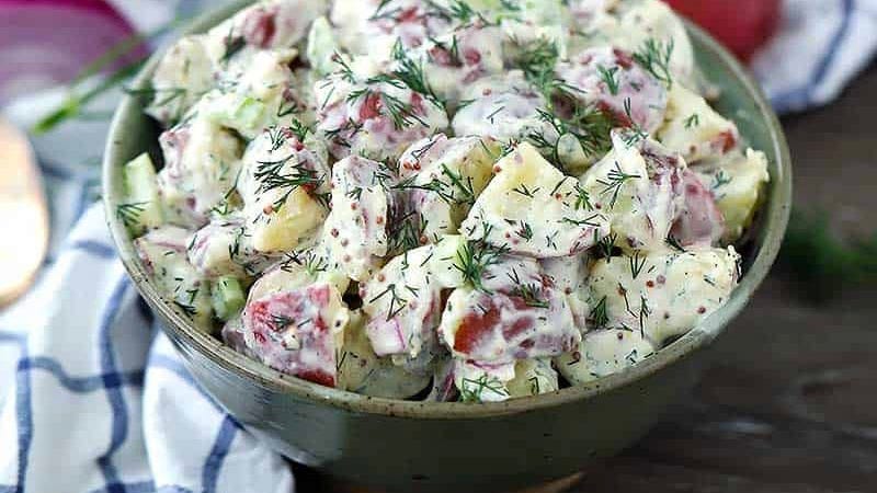 A bowl of delicious potato salad ready for spring gatherings.