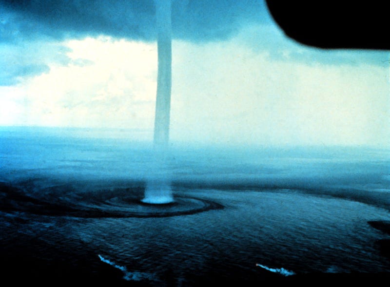 Waterspouts over the ocean