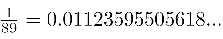 Decimal expansion of 1 divided by 89