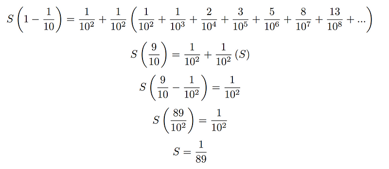 Final expression confirming the Fibonacci connection