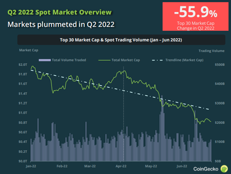 Market Cap of Top 30 Cryptocurrencies in Q2 2024