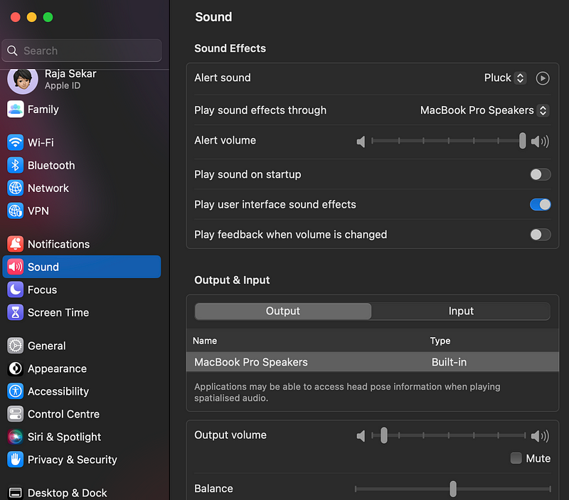 Sound settings to disable startup noise