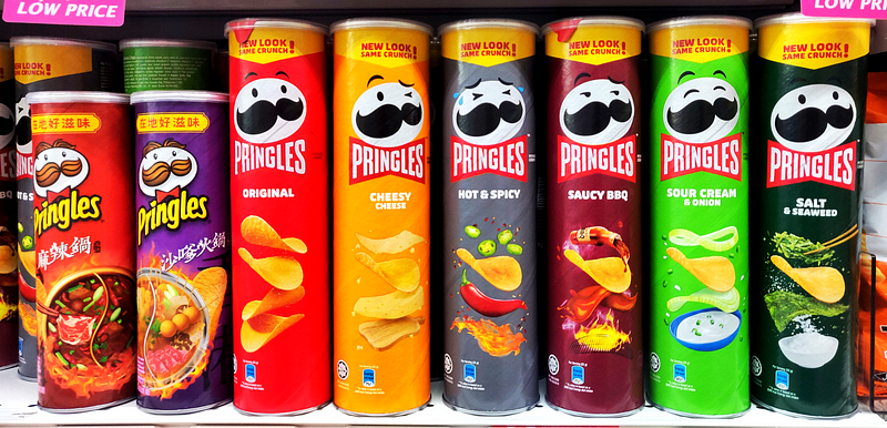 Pringles' new branding on store shelves