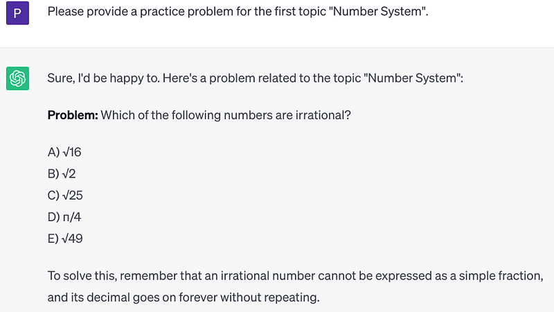 Practice problem generated by ChatGPT