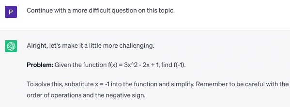 ChatGPT adjusting difficulty levels