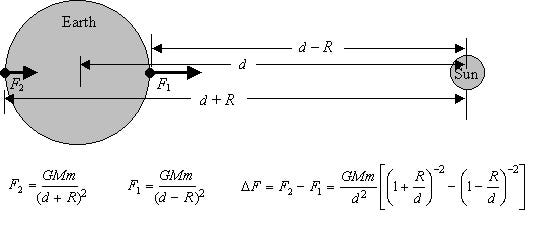 Illustration showing tidal forces acting on Venus