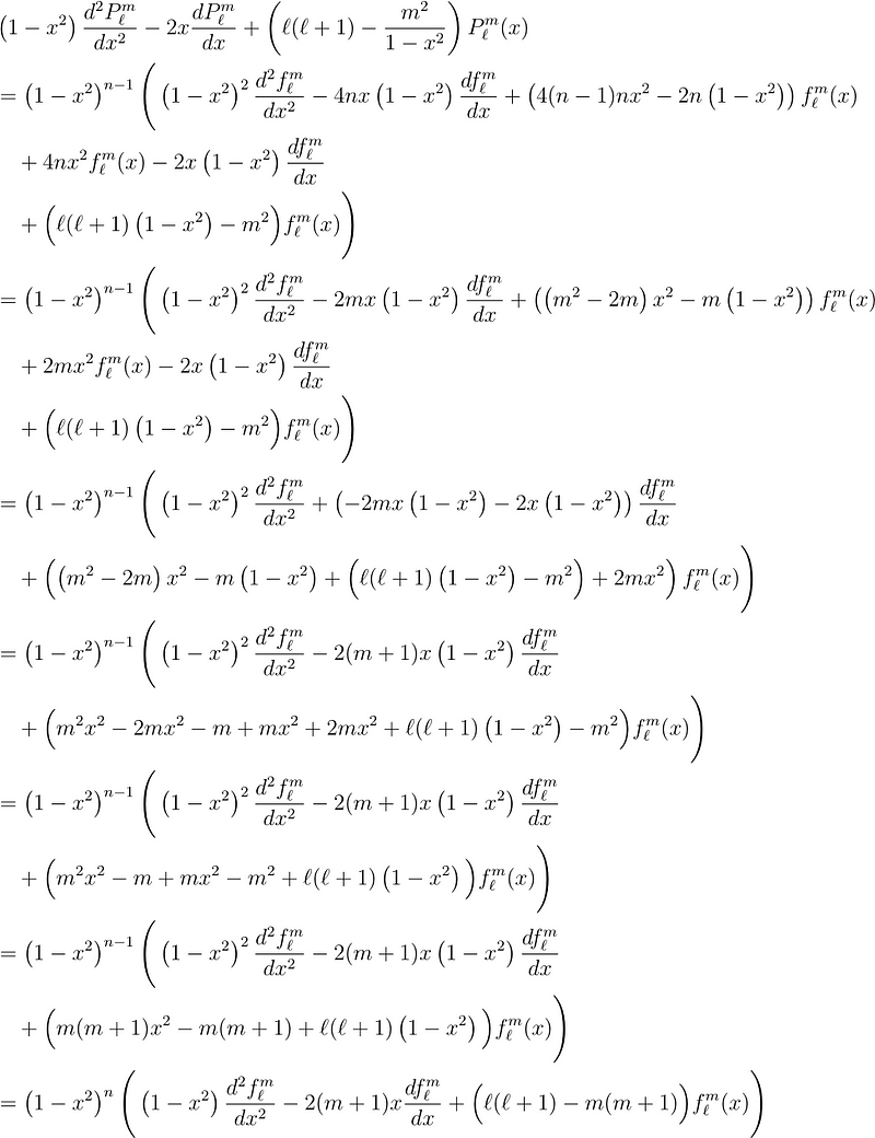 Image demonstrating substitution into Legendre equation