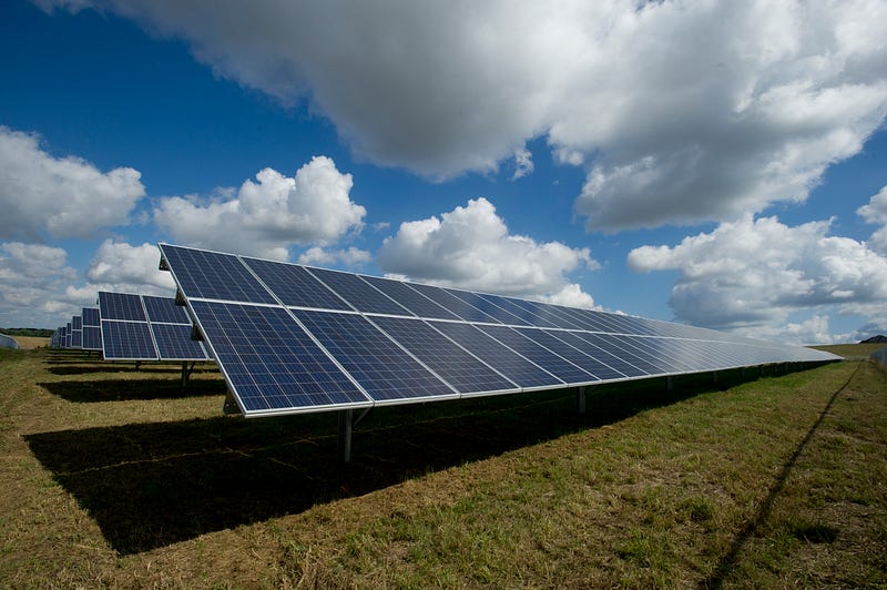 Solar energy panels in a field