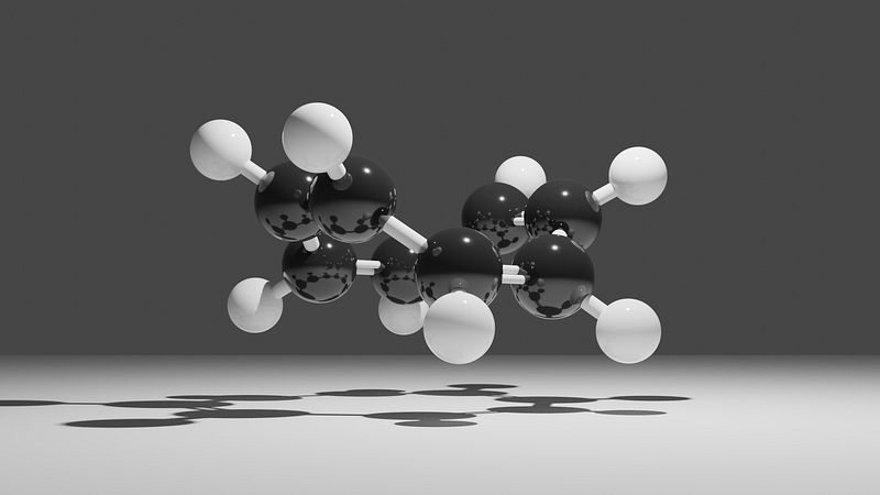 Detailed representation of cyclooctatetraene molecule