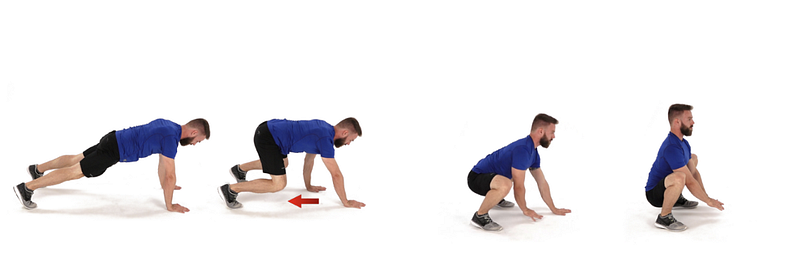 Plank to Squat transition demonstration