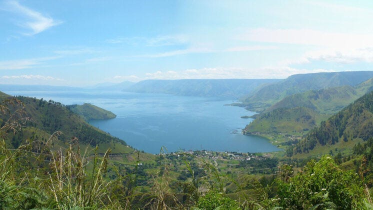 Lake Toba, a significant supervolcano in Indonesia