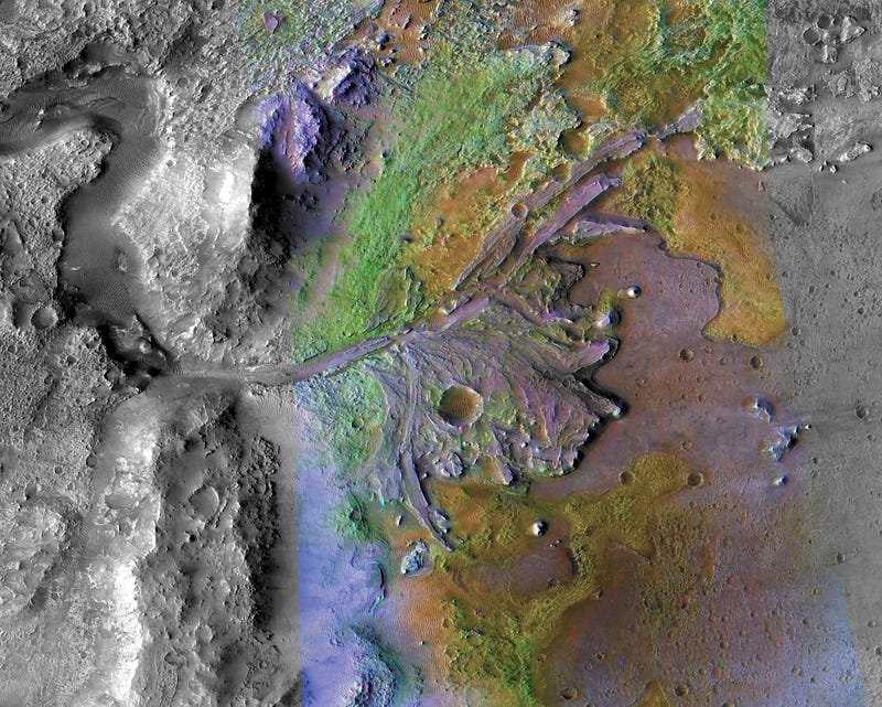 False-color image of Nili Fossae region on Mars