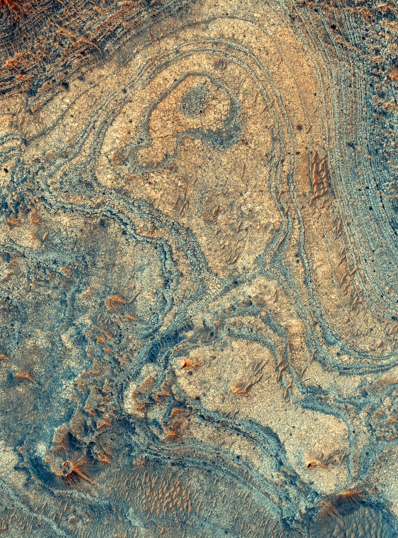 Orbital image of olivine deposits on Mars