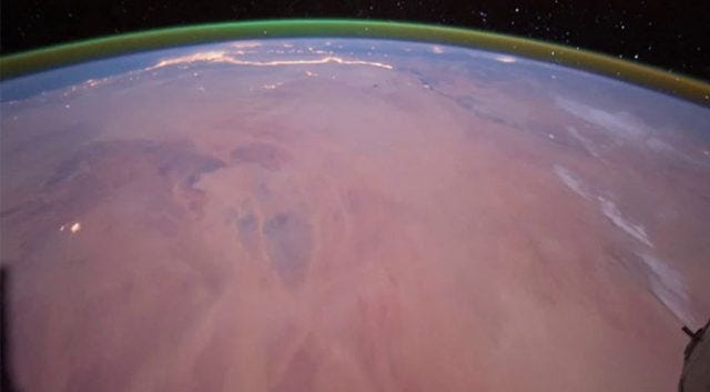 Captivating view of Mars with its green glow