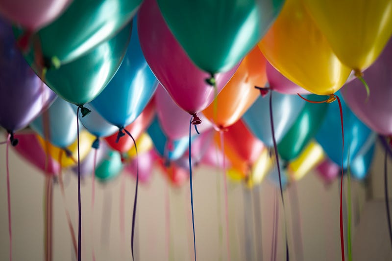 Vintage helium party decorations