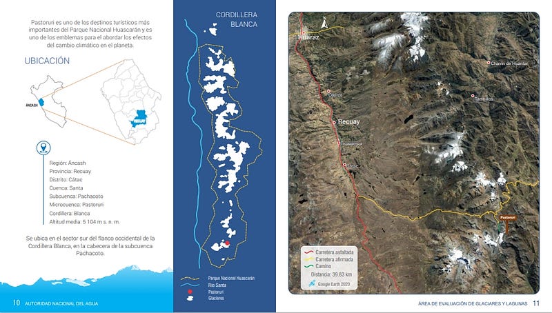 Map showing the location of Pastoruri Glacier