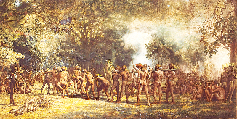 Depiction of a historical cannibal feast